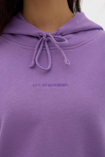 Les Benjamins Kapüşonlu % 100 Pamuk Crop Fit Bayan Sweat LB23FWESSFUHD-304 LİLA - 12