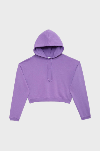 Les Benjamins Kapüşonlu % 100 Pamuk Crop Fit Bayan Sweat LB23FWESSFUHD-304 LİLA - 13
