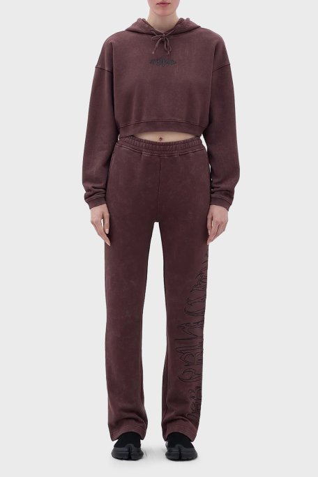 Les Benjamins Logolu Kapüşonlu Relaxed Fit Crop Bayan Sweat LB23FWFRWFUHD-001 KAHVE - 2