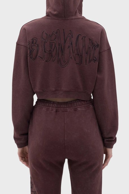 Les Benjamins Logolu Kapüşonlu Relaxed Fit Crop Bayan Sweat LB23FWFRWFUHD-001 KAHVE - 3