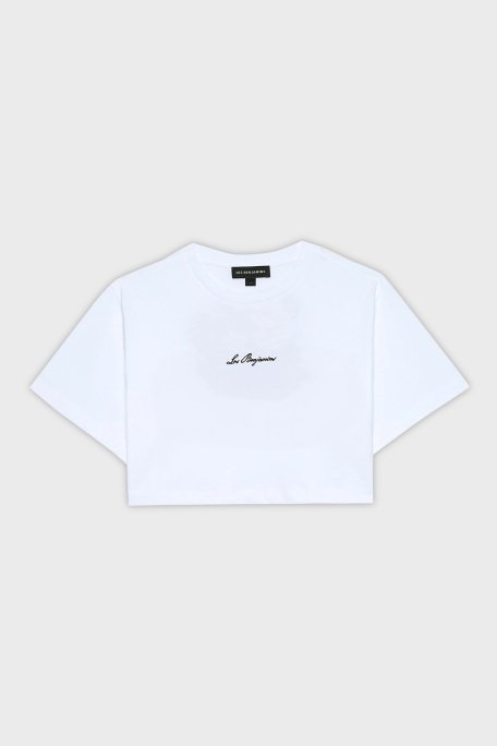 Les Benjamins Ön ve Arka Baskılı % 100 Pamuk Loose Fit Crop Bayan T Shirt LB25SSUNLFUTS-026 BEYAZ - 6