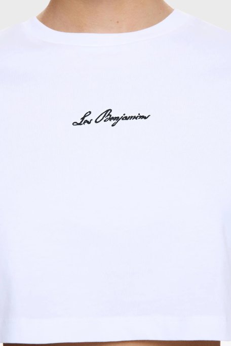 Les Benjamins Ön ve Arka Baskılı % 100 Pamuk Loose Fit Crop Bayan T Shirt LB25SSUNLFUTS-026 BEYAZ - 7