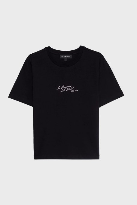 Les Benjamins Ön ve Arka Baskılı % 100 Pamuk Regular Fit Bayan T Shirt LB25SSUNLFUTS-008 SİYAH - 6