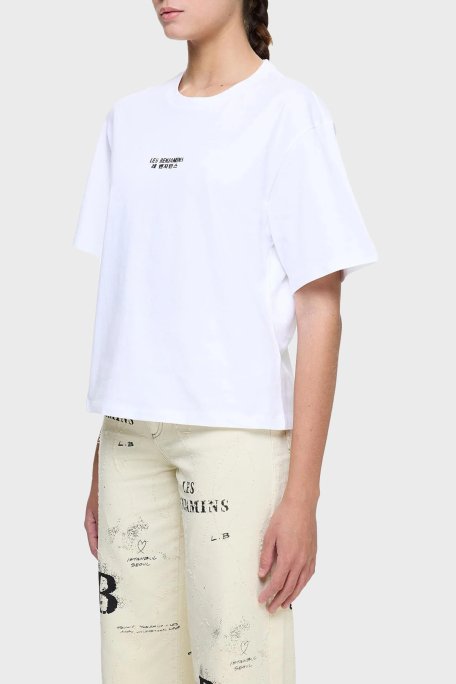 Les Benjamins Ön ve Arka Baskılı % 100 Pamuk Regular Fit Bayan T Shirt LB25SSUNLFUTS-010 BEYAZ - 1