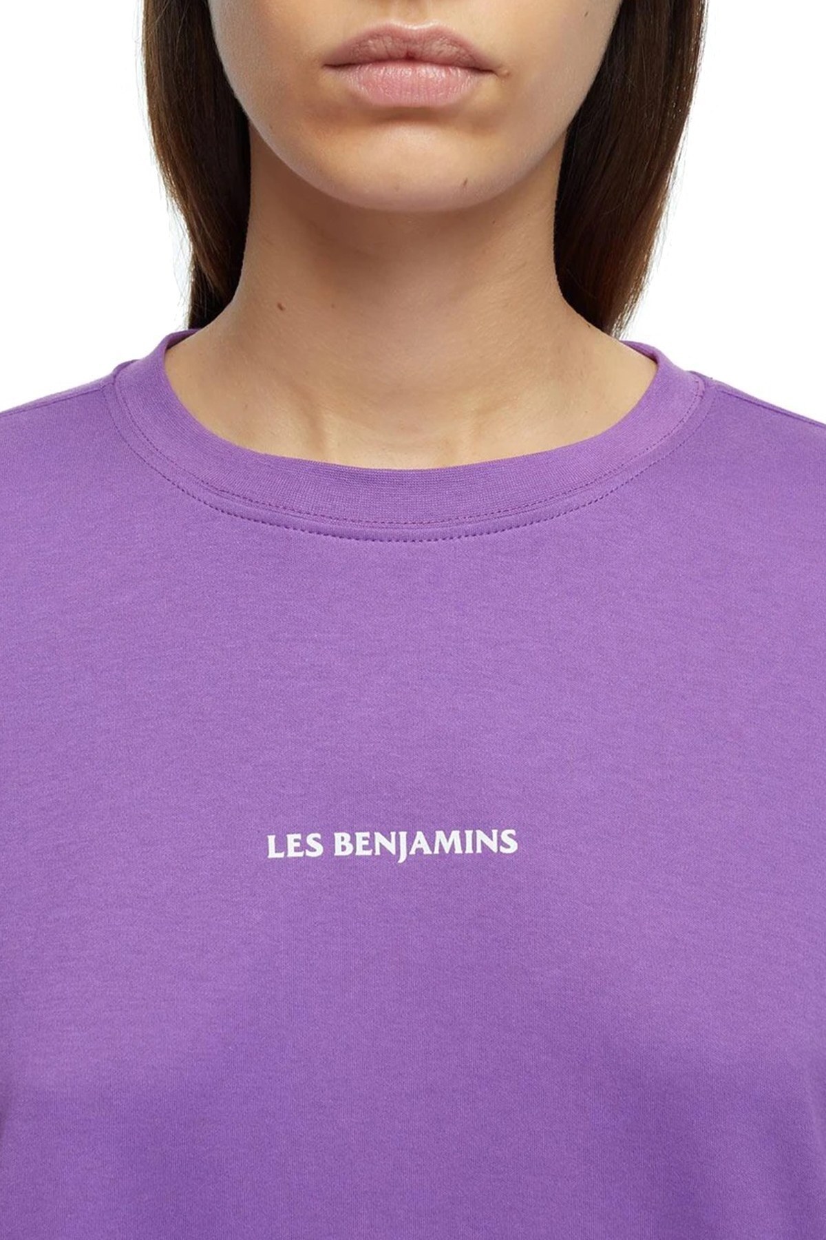 Les Benjamins Oversize Baskılı Bisiklet Yaka % 100 Pamuk Bayan T Shirt LB21SSSRDFUOT-008 MOR