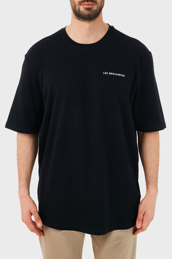 Les Benjamins Oversize Bisiklet Yaka % 100 Pamuk Erkek T Shirt LB21SSCORMUOT-001 SİYAH - 1