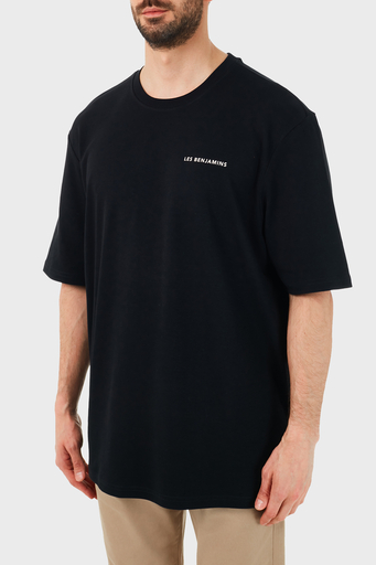 Les Benjamins Oversize Bisiklet Yaka % 100 Pamuk Erkek T Shirt LB21SSCORMUOT-001 SİYAH - 3