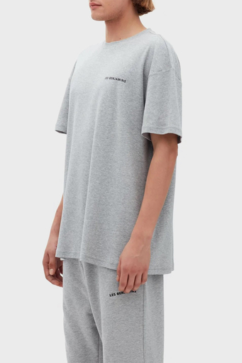 Les Benjamins Oversize Bisiklet Yaka % 100 Pamuk Erkek T Shirt LB21SSCORMUOT-003 GRİ