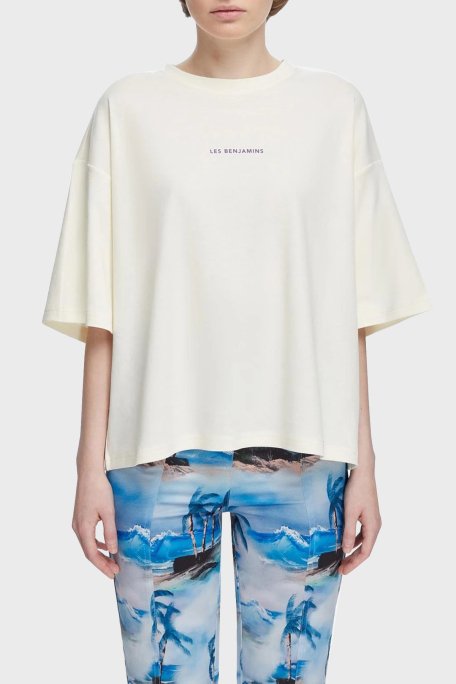 Les Benjamins Oversize Bisiklet Yaka % 100 Pamuk Bayan T Shirt LB21SSCORFUOT-004 EKRU - 1