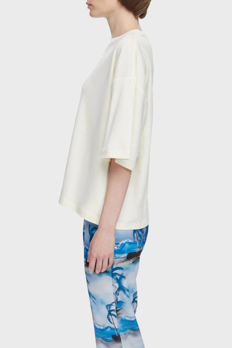 Les Benjamins Oversize Bisiklet Yaka % 100 Pamuk Bayan T Shirt LB21SSCORFUOT-004 EKRU - 2