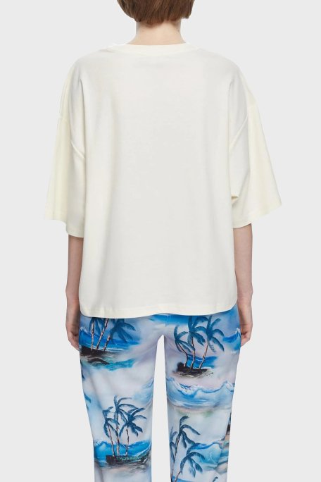 Les Benjamins Oversize Bisiklet Yaka % 100 Pamuk Bayan T Shirt LB21SSCORFUOT-004 EKRU - 3