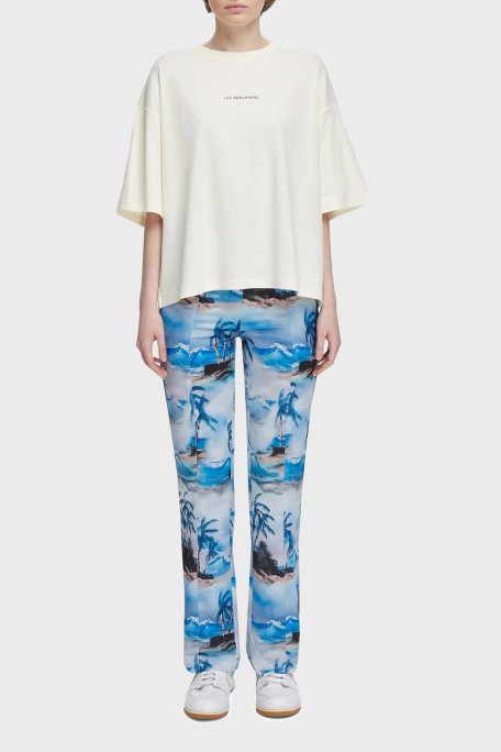 Les Benjamins Oversize Bisiklet Yaka % 100 Pamuk Bayan T Shirt LB21SSCORFUOT-004 EKRU - 4