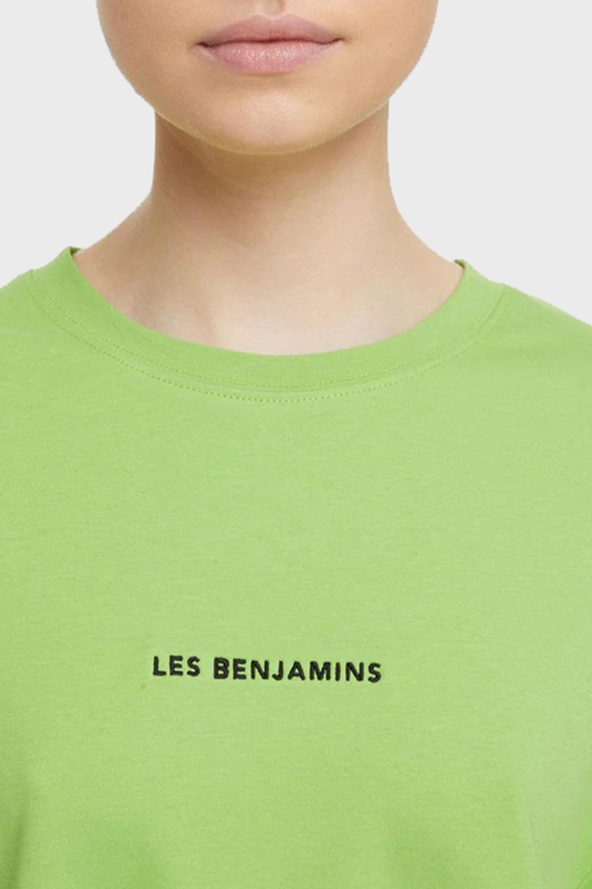 Les Benjamins Oversized Fit Bisiklet Yaka % 100 Pamuk Bayan T Shirt LB22SSESSFUOT-302 YEŞİL