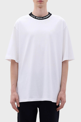 Les Benjamins Pamuklu Bisiklet Yaka Relaxed Fit Erkek T Shirt LB23FWCLAMUTS-401 BEYAZ - 1