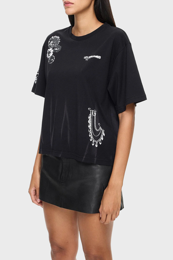 Les Benjamins Pamuklu Boxy Fit Bayan T Shirt LB24FWEAPFUTS-007 SİYAH - 3