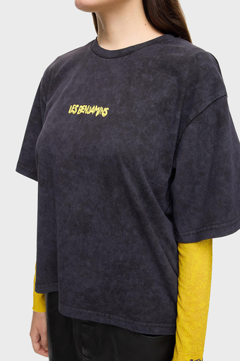 Les Benjamins Pamuklu Boxy Fit Bisiklet Yaka Bayan T Shirt LB24FWEAPFUTS-009 SİYAH - 3