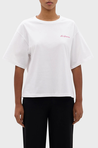 Les Benjamins Pamuklu Boxy Fit Bisiklet Yaka Bayan T Shirt LB24SSKISFUTS-013 BEYAZ