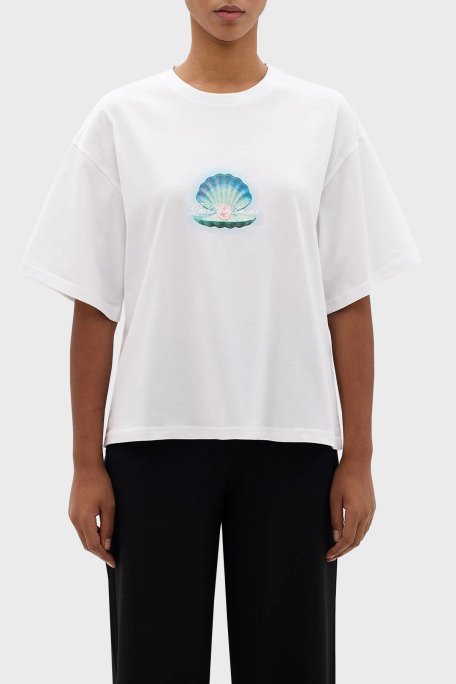 Les Benjamins Pamuklu Boxy Fit Bisiklet Yaka Bayan T Shirt LB24SSKISFUTS-014 BEYAZ - 1
