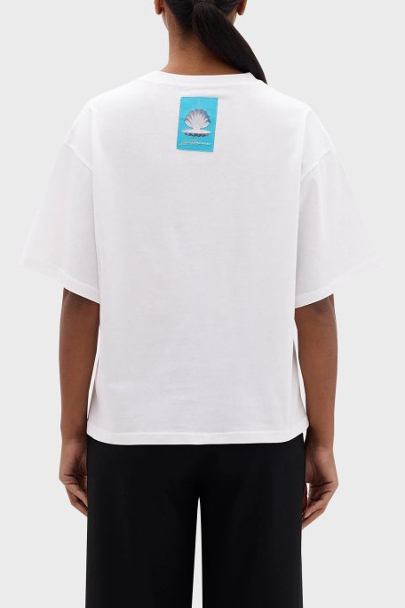 Les Benjamins Pamuklu Boxy Fit Bisiklet Yaka Bayan T Shirt LB24SSKISFUTS-014 BEYAZ - 2
