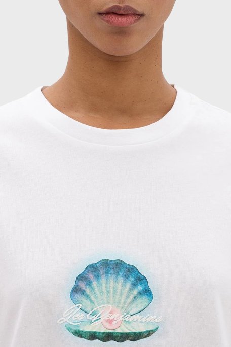 Les Benjamins Pamuklu Boxy Fit Bisiklet Yaka Bayan T Shirt LB24SSKISFUTS-014 BEYAZ - 5