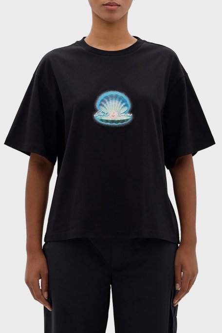Les Benjamins Pamuklu Boxy Fit Bisiklet Yaka Bayan T Shirt LB24SSKISFUTS-015 SİYAH - 1