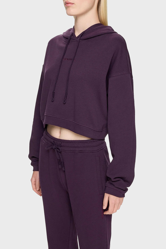Les Benjamins Pamuklu Crop Fit Kapüşonlu Bayan Sweat LB24FWESSFUHD-303 MOR - 1