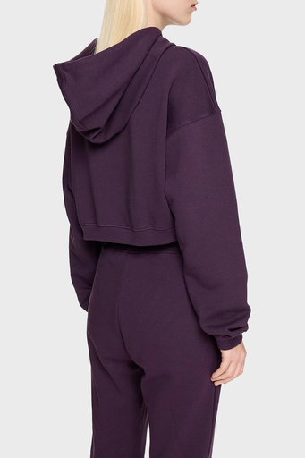 Les Benjamins Pamuklu Crop Fit Kapüşonlu Bayan Sweat LB24FWESSFUHD-303 MOR - 8