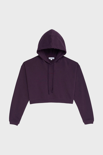 Les Benjamins Pamuklu Crop Fit Kapüşonlu Bayan Sweat LB24FWESSFUHD-303 MOR - 12