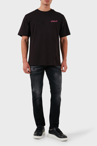 Les Benjamins Pamuklu Logolu Oversize Fit Bisiklet Yaka Erkek T Shirt LB24FWEAPMUTS-037 SİYAH - 3