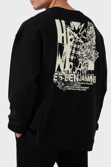 Les Benjamins Pamuklu Logolu Regular Fit Bisiklet Yaka Erkek Sweat LB24FWEAPMUSW-001 SİYAH - 2