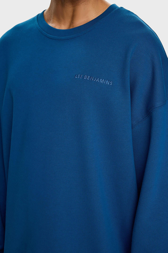 Les Benjamins Pamuklu Oversize Bisiklet Yaka Erkek Sweat LB24FWESSMUSW-302 PETROL - 4