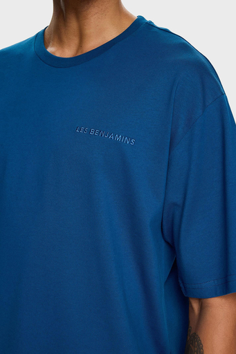 Les Benjamins Pamuklu Oversize Bisiklet Yaka Erkek T Shirt LB24FWESSMUTS-302 PETROL - 17