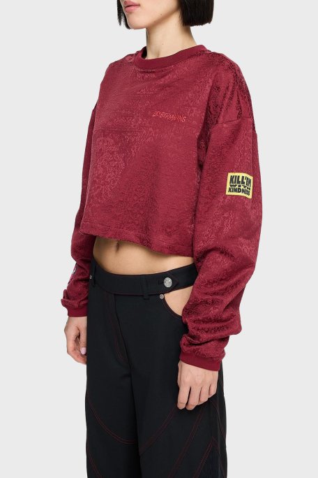 Les Benjamins Pamuklu Regular Fit Bisiklet Yaka Crop Bayan Sweat LB24FWEAPFUSW-003 BORDO - 2