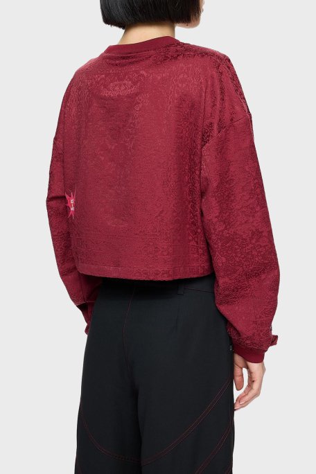 Les Benjamins Pamuklu Regular Fit Bisiklet Yaka Crop Bayan Sweat LB24FWEAPFUSW-003 BORDO - 3