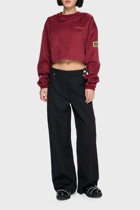 Les Benjamins Pamuklu Regular Fit Bisiklet Yaka Crop Bayan Sweat LB24FWEAPFUSW-003 BORDO - 4