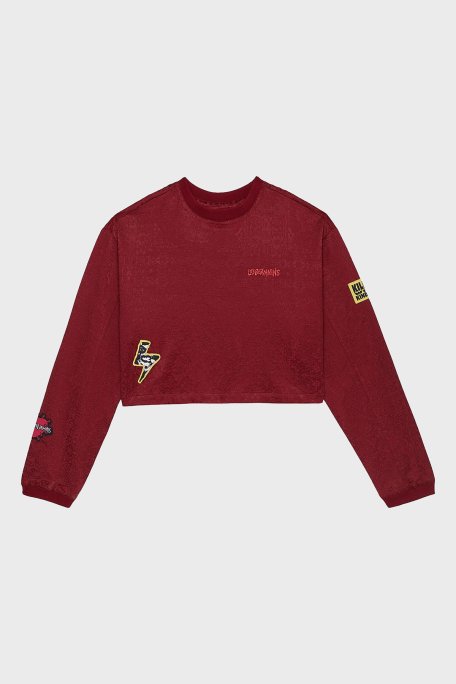 Les Benjamins Pamuklu Regular Fit Bisiklet Yaka Crop Bayan Sweat LB24FWEAPFUSW-003 BORDO - 6