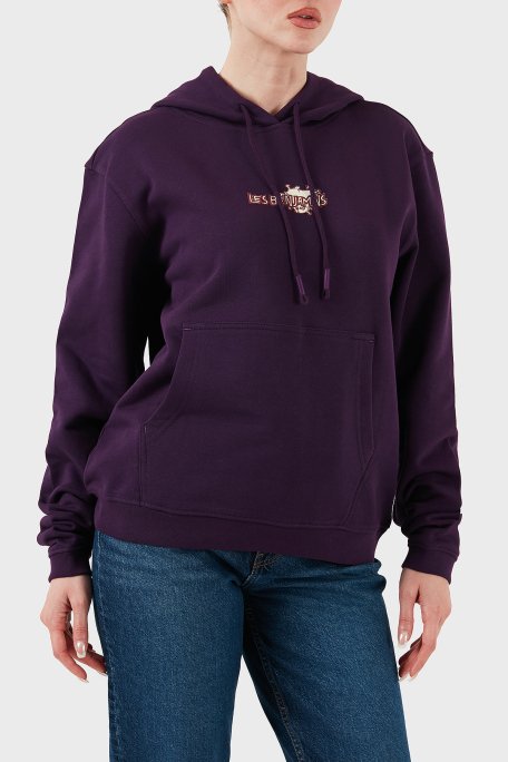 Les Benjamins Pamuklu Regular Fit Kanguru Cepli Kapüşonlu Bayan Sweat LB24FWEAPFUHD-004 MOR - 2