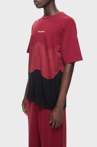 Les Benjamins Pamuklu Relaxed Fit Bisiklet Yaka Erkek T Shirt LB24FWEAPMUTS-049 BORDO - 3