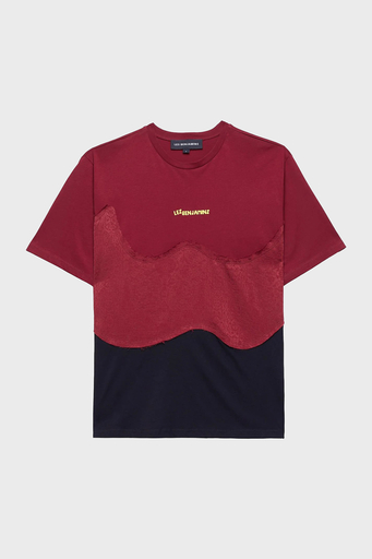 Les Benjamins Pamuklu Relaxed Fit Bisiklet Yaka Erkek T Shirt LB24FWEAPMUTS-049 BORDO - 4