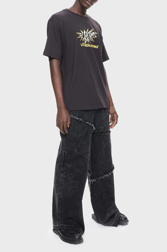 Les Benjamins Pamuklu Relaxed Fit Bisiklet Yaka Erkek T Shirt LB24FWEAPMUTS-059 SİYAH - 1