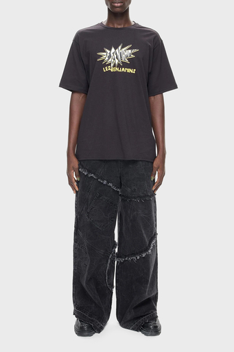 Les Benjamins Pamuklu Relaxed Fit Bisiklet Yaka Erkek T Shirt LB24FWEAPMUTS-059 SİYAH - 9