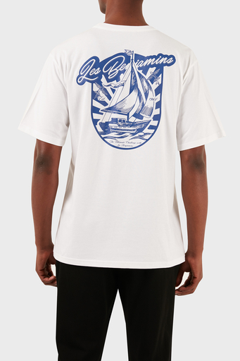 Les Benjamins Pamuklu Relaxed Fit Bisiklet Yaka Erkek T Shirt LB24SSKISMUTS-003 BEYAZ
