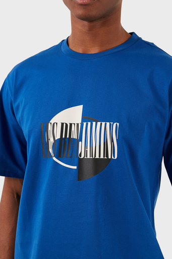 Les Benjamins Pamuklu Relaxed Fit Bisiklet Yaka Erkek T Shirt LB24SSKISMUTS-044 MAVİ - 12