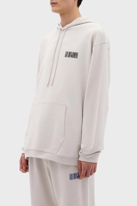 Les Benjamins Pamuklu Relaxed Fit Kapüşonlu Erkek Sweat LB24SSKISMUHD-004 Kil - 4