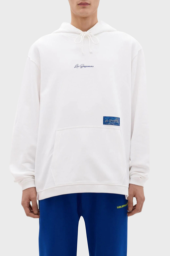 Les Benjamins Pamuklu Relaxed Fit Kapüşonlu Erkek Sweat LB24SSKISMUHD-009 BEYAZ - 1