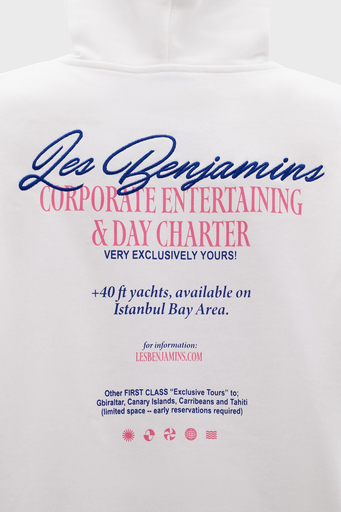 Les Benjamins Pamuklu Relaxed Fit Kapüşonlu Erkek Sweat LB24SSKISMUHD-009 BEYAZ - 7