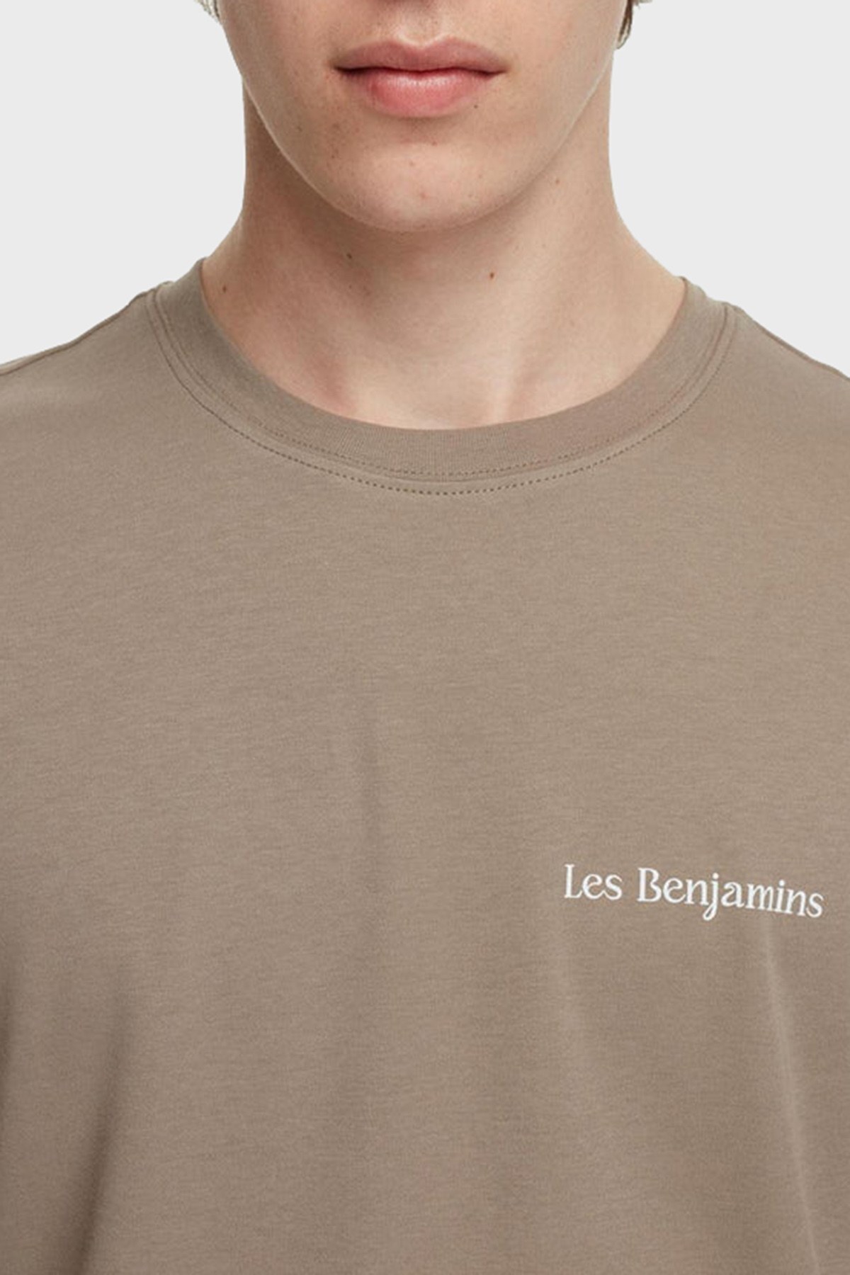 Les Benjamins Regular Fit Bisiklet Yaka % 100 Pamuk Erkek T Shirt LB22SSTMJMUTS-001 AÇIK GRİ