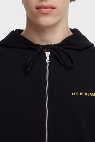 Les Benjamins - Les Benjamins Regular Fit Kapüşonlu Cepli % 100 Pamuk Erkek Sweat LB22SSTMJMUZH-003 SİYAH (1)