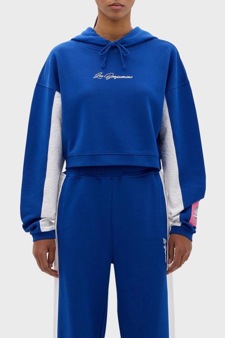 Les Benjamins Relaxed Fit Kapüşonlu Crop Bayan Sweat LB24SSKISFUHD-004 MAVİ - 1