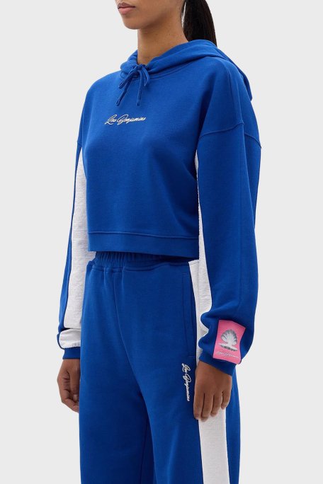 Les Benjamins Relaxed Fit Kapüşonlu Crop Bayan Sweat LB24SSKISFUHD-004 MAVİ - 2